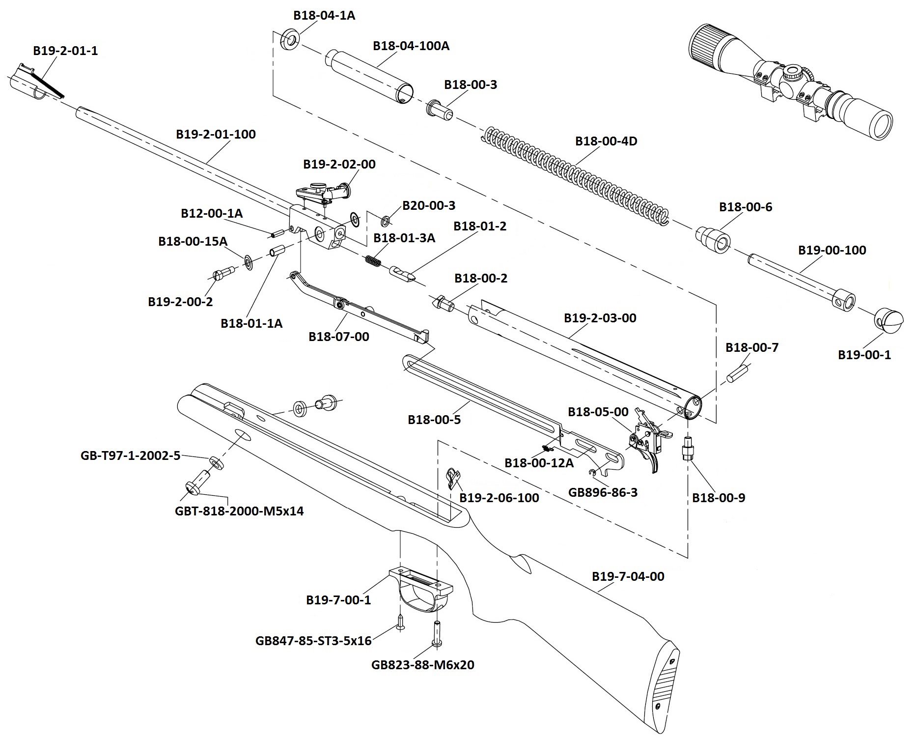 .CW1K77XKT, Parts Drawing Crosman Sierra Pro CW1K77XKT